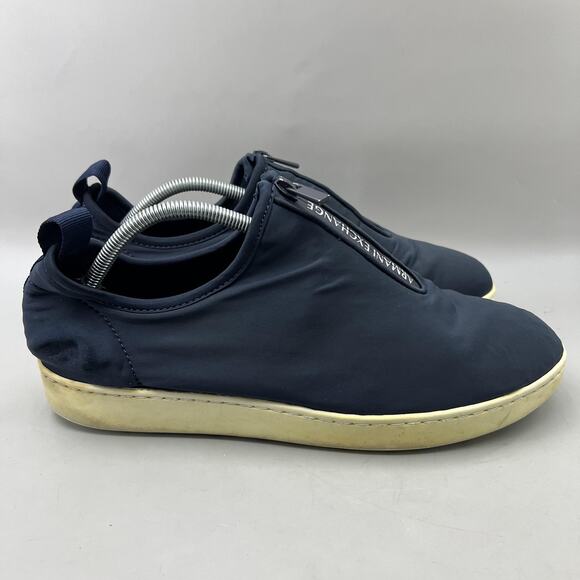 Armani Exchange Action Zip Up Sneakers Men Size 11 Blue Elastic Comfort Shoes - Picture 1 of 10